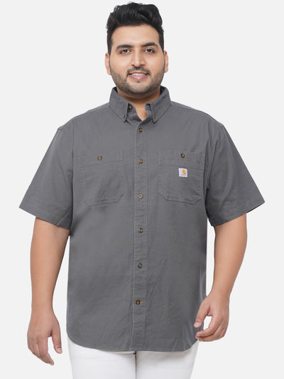 Carhartt - Plus Size Men's Relaxed Fit Pure Cotton Grey Solid Half Sleeve Casual Shirt Plus Size Shirts JupiterShop   