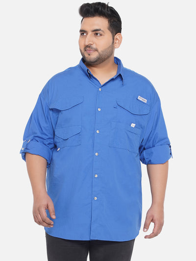 Columbia - Plus Size Men's Regular Fit Blue Coloured Cotton Solid Full Sleeve Casual Shirt  JupiterShop   
