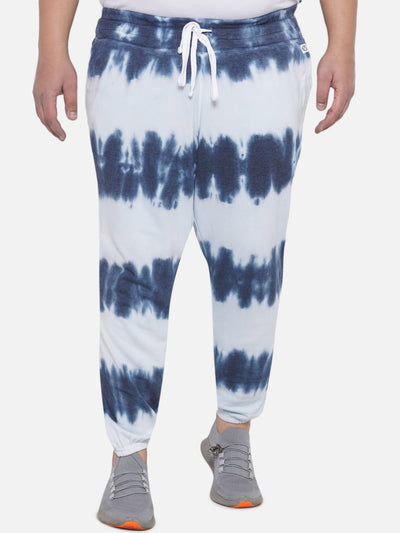 Livi - Plus Size Men's Regular Fit Blue & White Tie Dye Active Wear Cotton Track Pant  JupiterShop   