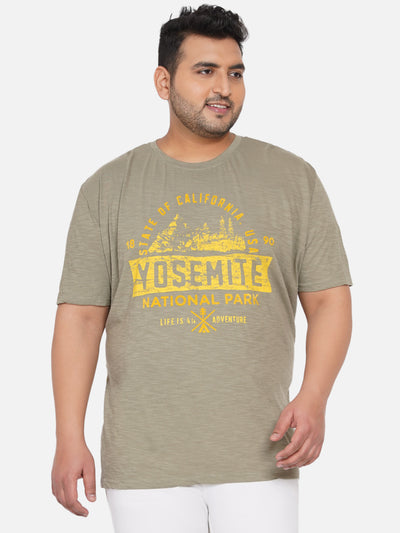 Soho - Men Beige Plus Size Regular Fit Graphic Printed Casual T-Shirt Plus Size T Shirt JupiterShop   
