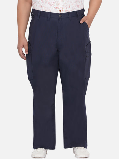 Carhartt - Plus Size Men's Straight Fit Navy Blue Cargo Solid Pure Cotton Trousers Plus SIze Trousers JupiterShop   