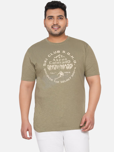 Kitaro - Men Green Plus Size Regular Fit Graphic Printed Casual T-Shirt Plus Size T Shirt JupiterShop   
