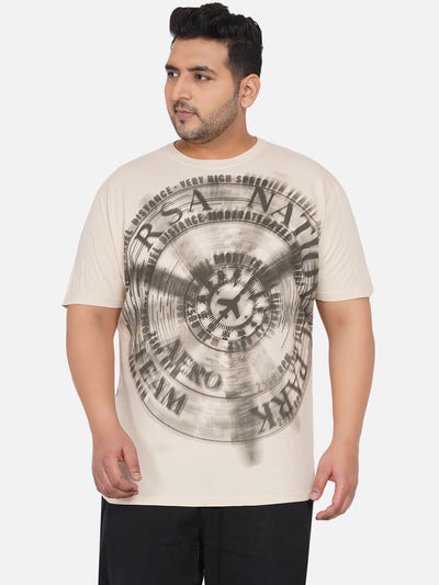 Kitaro - Men Beige Plus Size Regular Fit Graphic Printed Casual T-Shirt  JupiterShop   