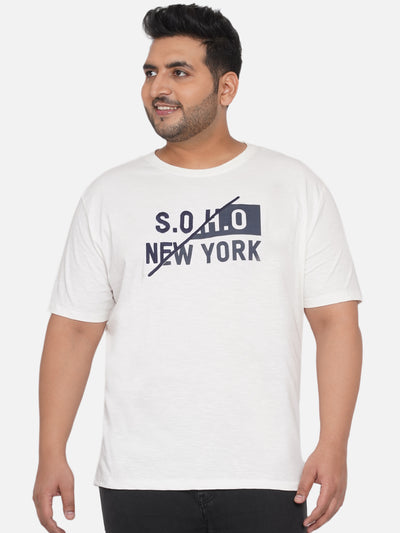 Soho - Men White Plus Size Regular Fit Cotton Brand Logo Printed Casual T-Shirt  JupiterShop   
