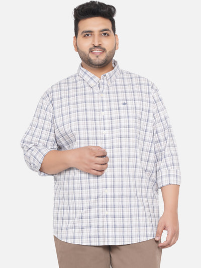 Dockers - Plus Size Regular Fit Grey Checks Pure Cotton Casual Full Sleeves Shirt  JupiterShop   