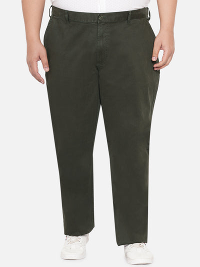 Burnt Umber - Plus Size Men's Dark Olive Regular Fit Pure Cotton Trousers Plus SIze Trousers JupiterShop   