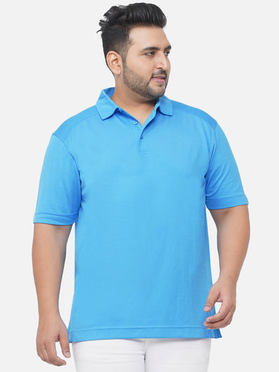 Cutter & Buck - Plus Size Men's Blue Regular Fit Dry Fit Solid Polo Collar T-Shirt Plus Size T Shirt JupiterShop   
