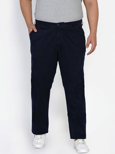 Burnt Umber - Plus Size Men's Navy Blue Pure Cotton Trousers Plus SIze Trousers JupiterShop   