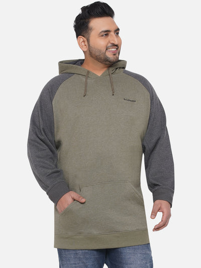 Columbia - Plus Size Men's Regular Fit Casual Dark Olive Cotton Hoodie Sweatshirt Plus Size Winterwear JupiterShop   