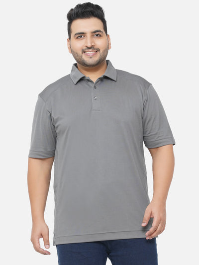 Cutter & Buck - Plus Size Men's Regular Fit Dry Fit Grey Solid Polo Collar T-Shirt Plus Size T Shirt JupiterShop   