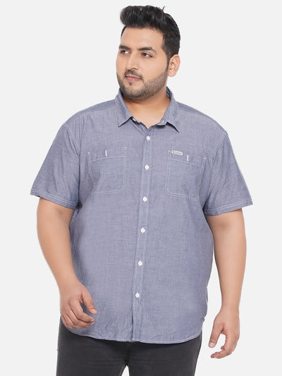 Columbia - Plus Size Men's Regular Fit Grey Cotton Solid Half Sleeve Casual Shirt Plus Size Shirts JupiterShop   