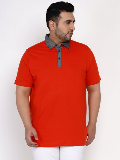Plus Size Red Polo Neck T-Shirt