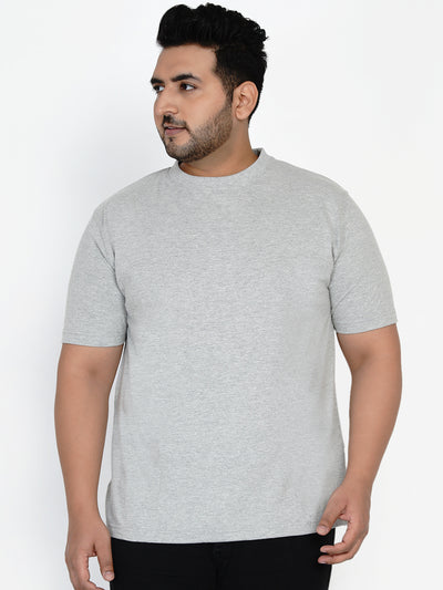Plus Size Regular Fit Soft Cotton Solid Grey Crew Neck T-Shirt