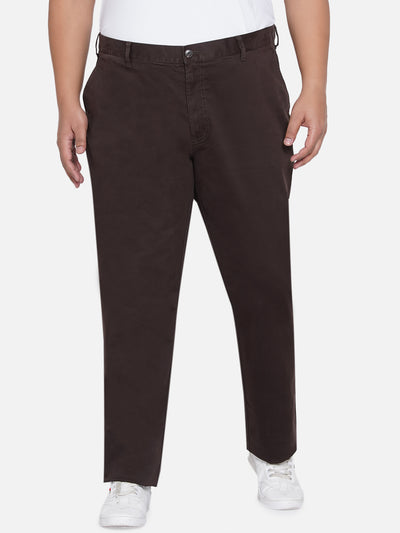 Burnt Umber - Plus Size Men's Brown Pure Cotton Trousers  JupiterShop   