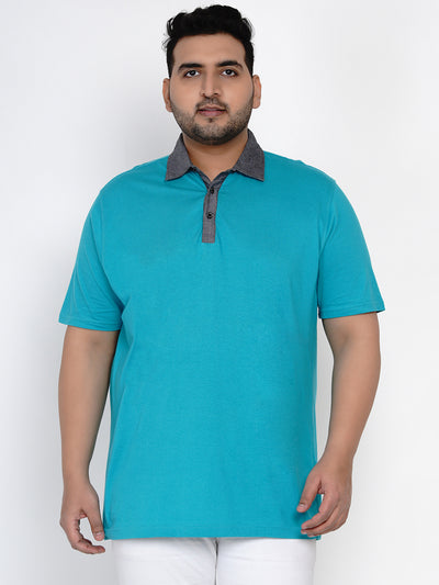 Plus Size Green Polo Neck T-Shirt
