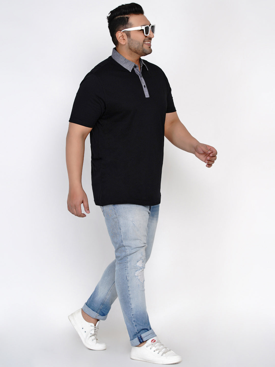 Sean John Plus Size Black Polo Neck T Shirt Plus Size Men s Fashion Online in India