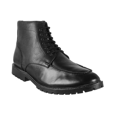W & B - Giotto <br> Big Size Extra Wide Nubuck Leather Mid-Ankle Length Black Casual Boots Boots JupiterShopMigrate   