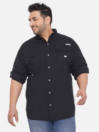 Columbia - Plus Size Men's Regular Fit Black Coloured Cotton Solid Full Sleeve Casual Shirt  JupiterShop   