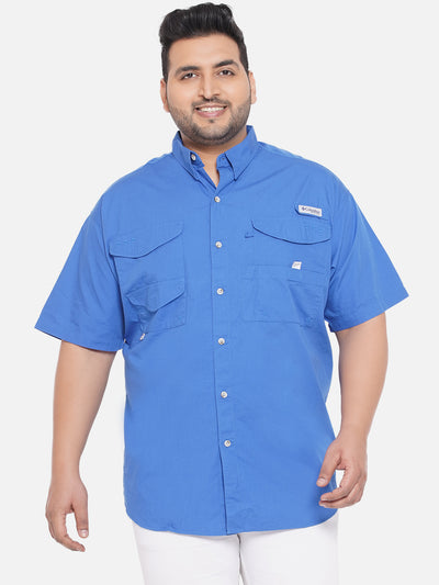 Columbia - Plus Size Men's Regular Fit Royal Blue Cotton Solid Half Sleeve Casual Shirt Plus Size Shirts JupiterShop   