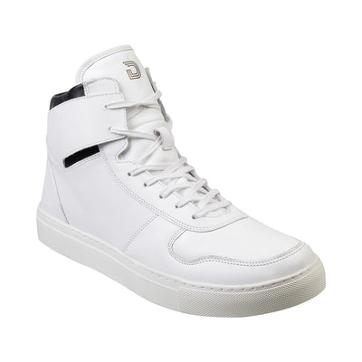 Dcyphr - Bremen <br> Plus Size Regular Width Genuine Leather Mid-Ankle Length White Casual Sneakers Big Size Shoes JupiterShop   
