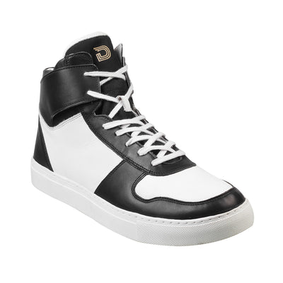 Dcyphr - Moers <br> Plus Size Regular Width Genuine Leather Mid-Ankle Length Black Casual Sneakers Big Size Shoes JupiterShop   